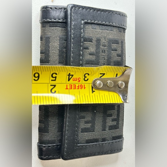 FENDI Authentic Zucca Black Canvas Leather 6 Pics Key Cases Made In Italy . - Picture 16 of 16